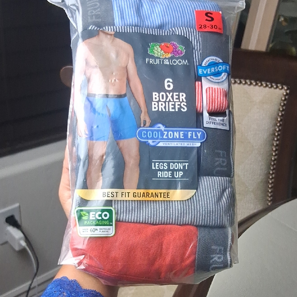 Fruit of the Loom Boxer Briefs Blue and Red Tag-Free Comfort